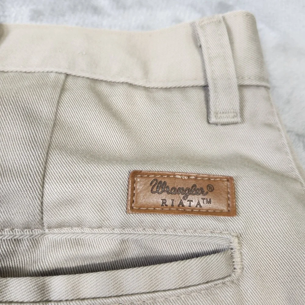 Vtg Wrangler Riata Pleated Dress Pants Mens‎ 40x32 Beige Career Western Church